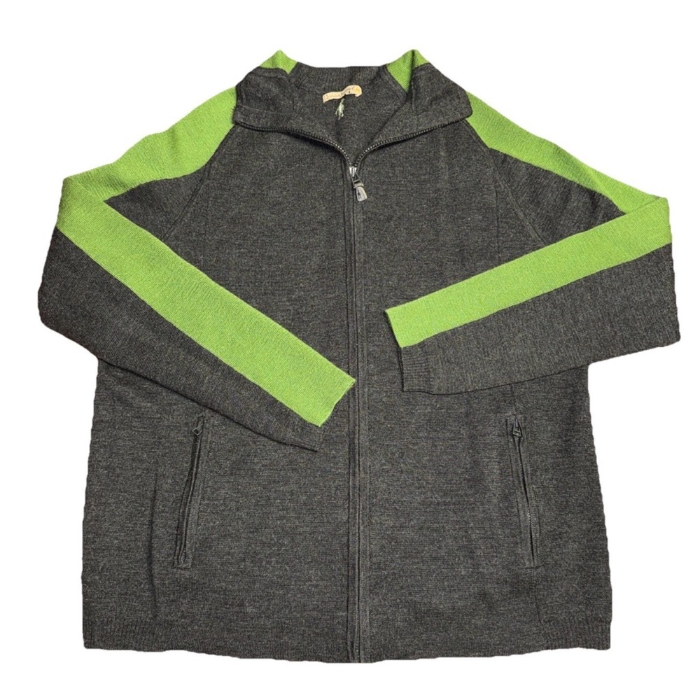 Smartwool‎ Sweater Jacket Green/Gray Large 100% Merino Wool EUC Comfort Casual